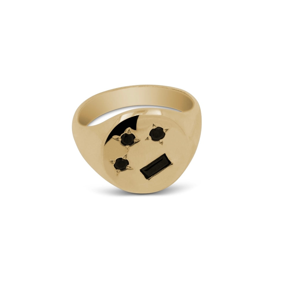 Gold Signet Ring Black Gemstone