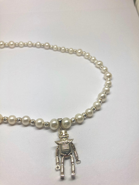 Pearl Robot Necklace